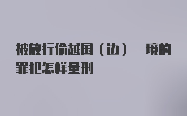 被放行偷越国(边) 境的罪犯怎样量刑