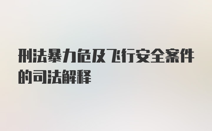 刑法暴力危及飞行安全案件的司法解释