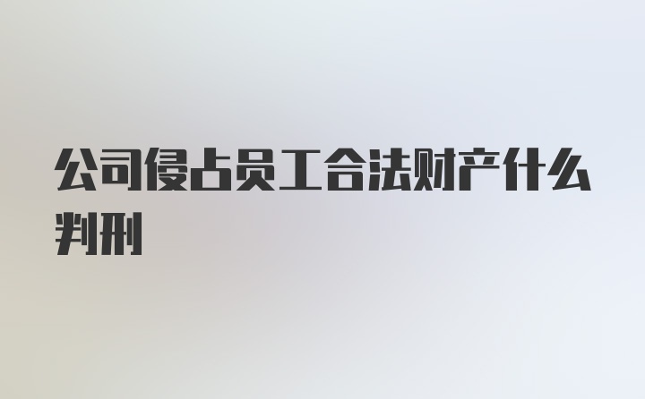 公司侵占员工合法财产什么判刑