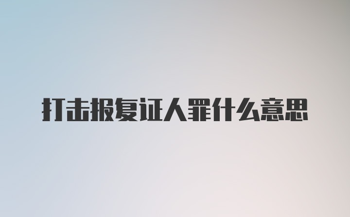 打击报复证人罪什么意思