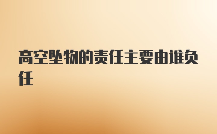 高空坠物的责任主要由谁负任