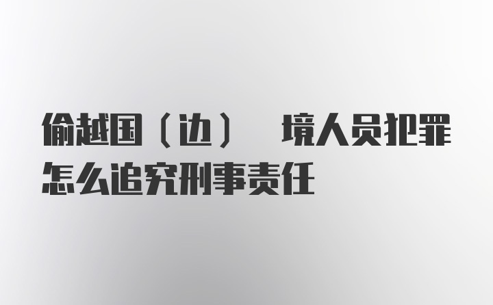 偷越国(边) 境人员犯罪怎么追究刑事责任