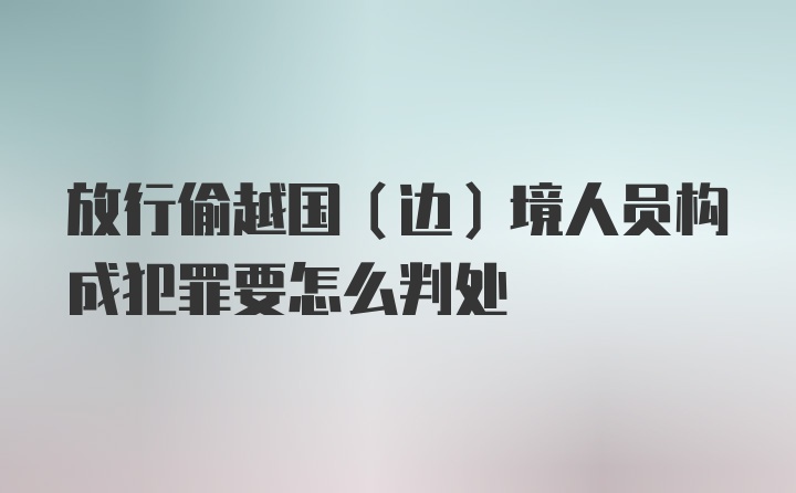 放行偷越国（边）境人员构成犯罪要怎么判处