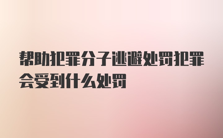 帮助犯罪分子逃避处罚犯罪会受到什么处罚