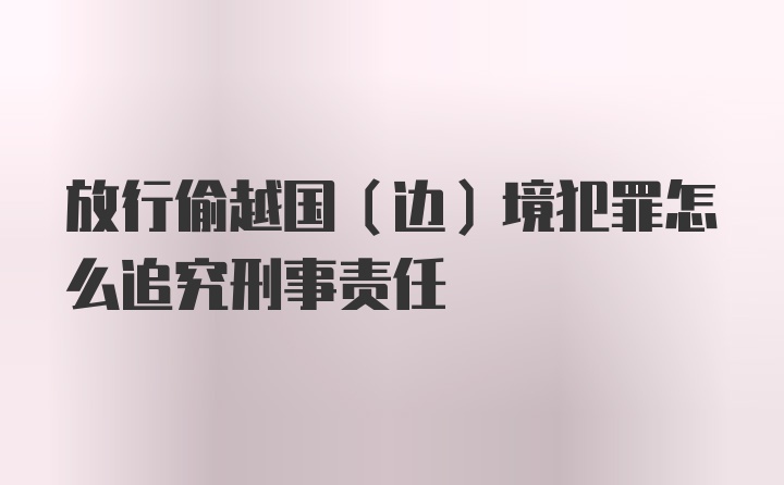 放行偷越国(边)境犯罪怎么追究刑事责任