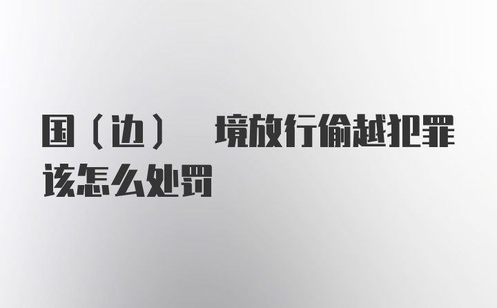 国(边) 境放行偷越犯罪该怎么处罚