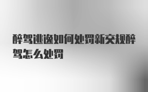 醉驾逃逸如何处罚新交规醉驾怎么处罚