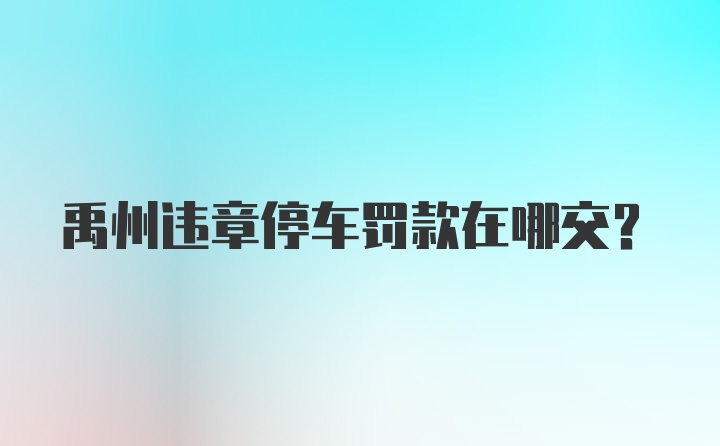 禹州违章停车罚款在哪交？