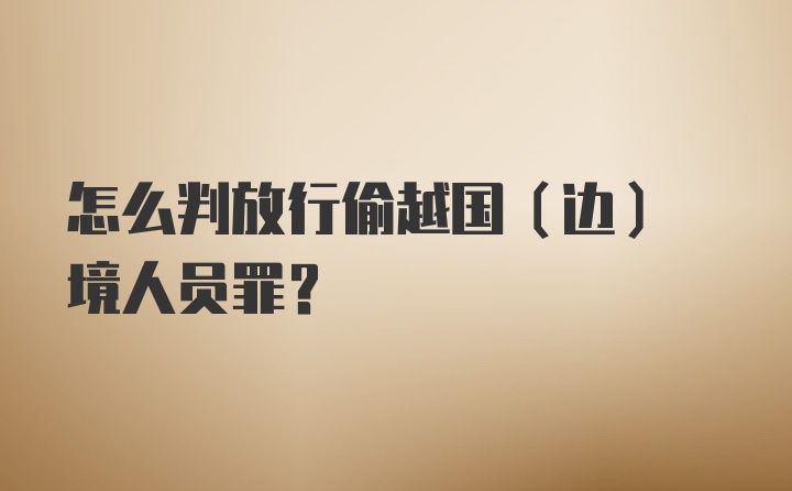 怎么判放行偷越国(边) 境人员罪?