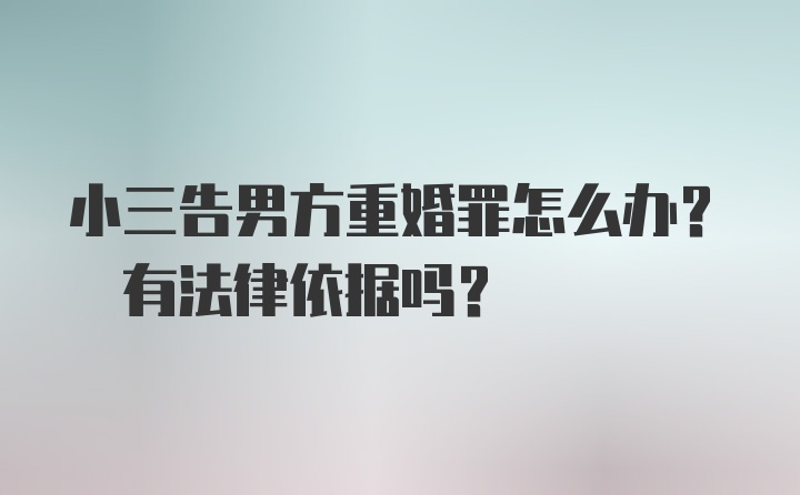 小三告男方重婚罪怎么办? 有法律依据吗?