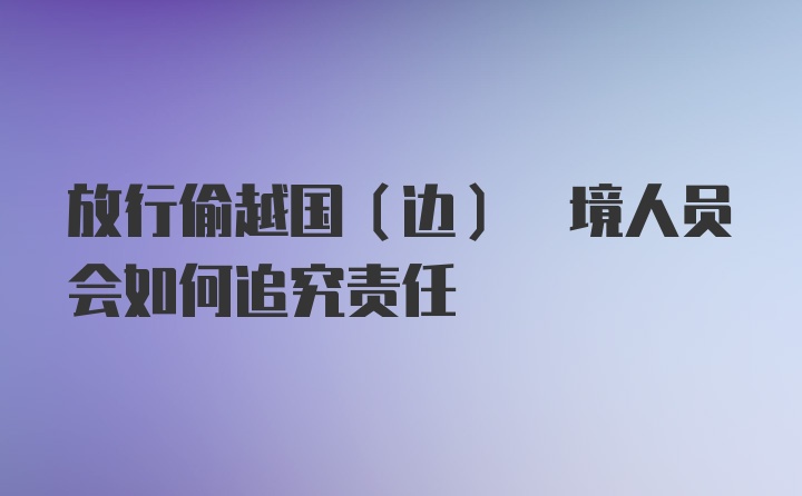 放行偷越国(边) 境人员会如何追究责任