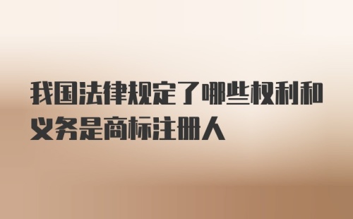 我国法律规定了哪些权利和义务是商标注册人