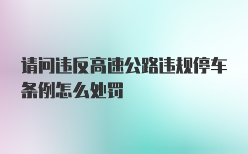 请问违反高速公路违规停车条例怎么处罚