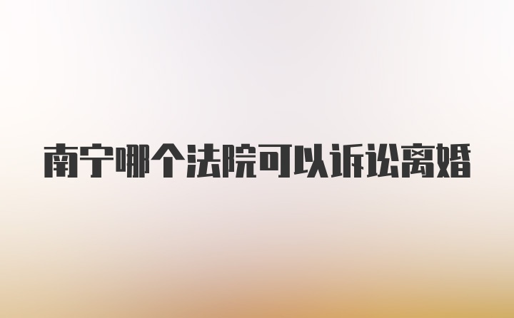 南宁哪个法院可以诉讼离婚