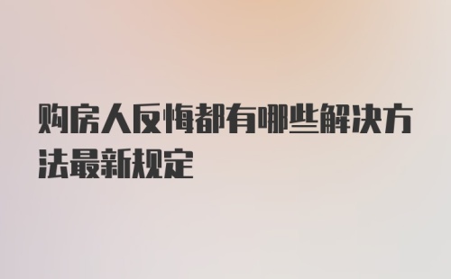 购房人反悔都有哪些解决方法最新规定