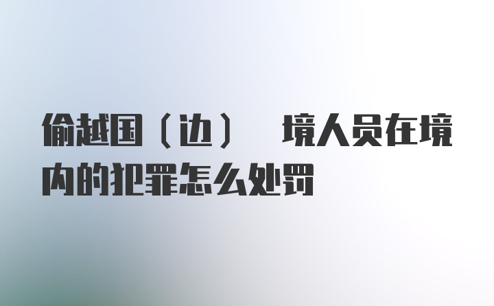 偷越国(边) 境人员在境内的犯罪怎么处罚