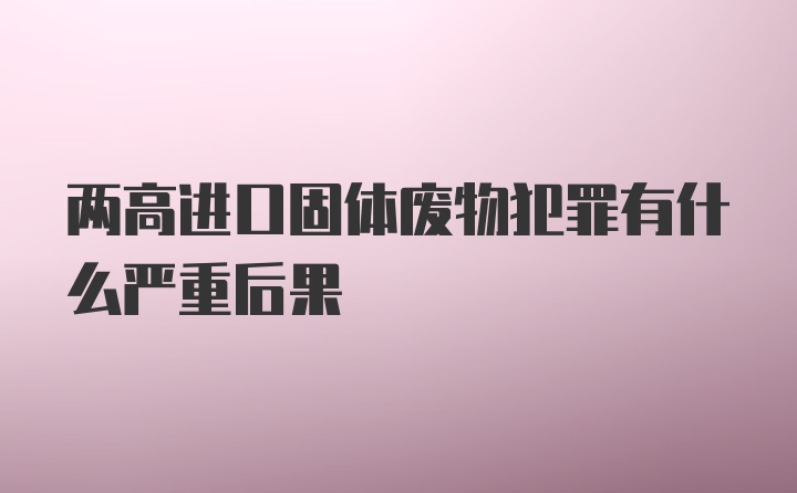 两高进口固体废物犯罪有什么严重后果