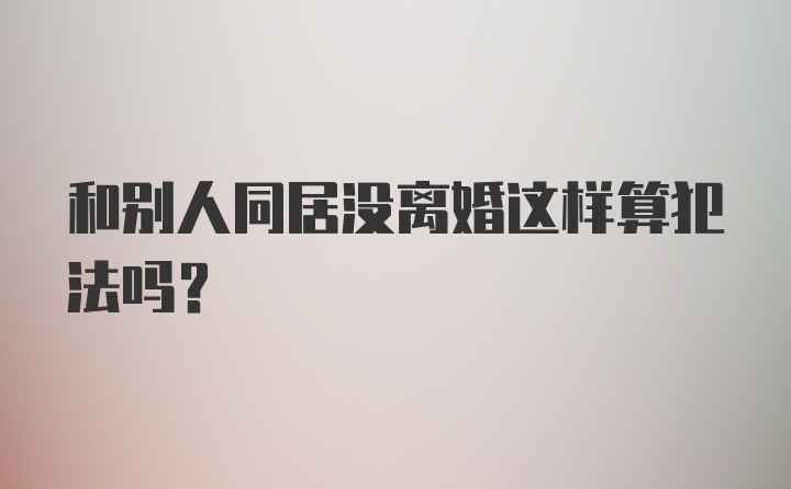 和别人同居没离婚这样算犯法吗？