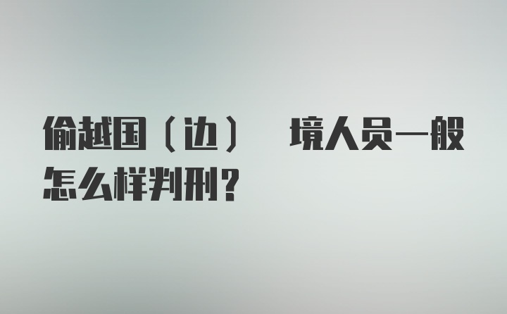 偷越国(边) 境人员一般怎么样判刑？