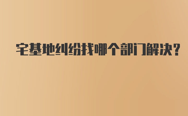 宅基地纠纷找哪个部门解决?