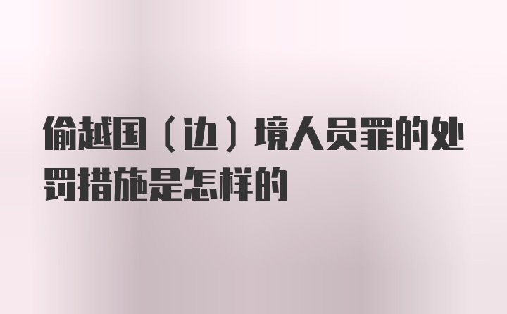 偷越国（边）境人员罪的处罚措施是怎样的