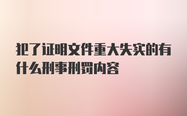 犯了证明文件重大失实的有什么刑事刑罚内容