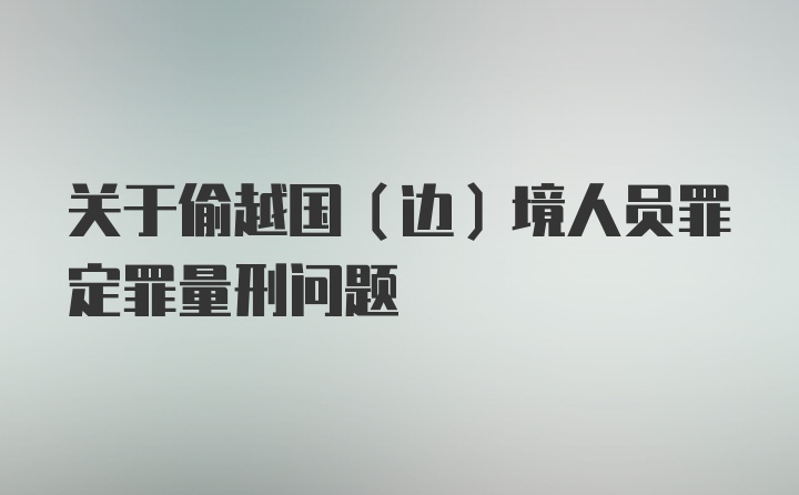 关于偷越国(边)境人员罪定罪量刑问题