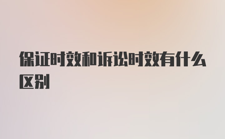 保证时效和诉讼时效有什么区别