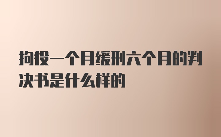 拘役一个月缓刑六个月的判决书是什么样的