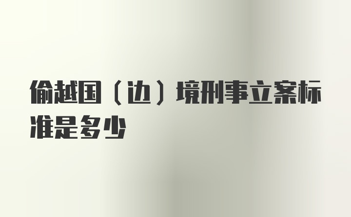 偷越国（边）境刑事立案标准是多少