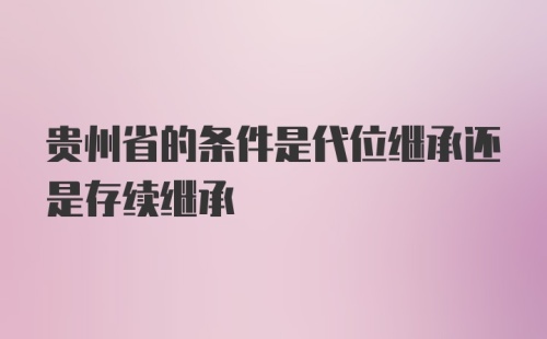 贵州省的条件是代位继承还是存续继承