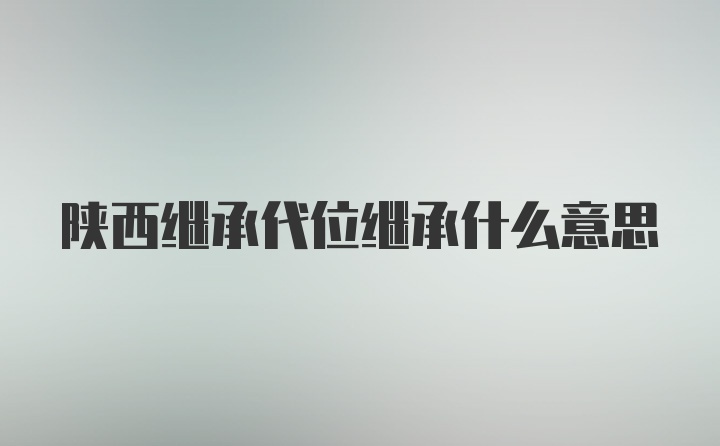 陕西继承代位继承什么意思