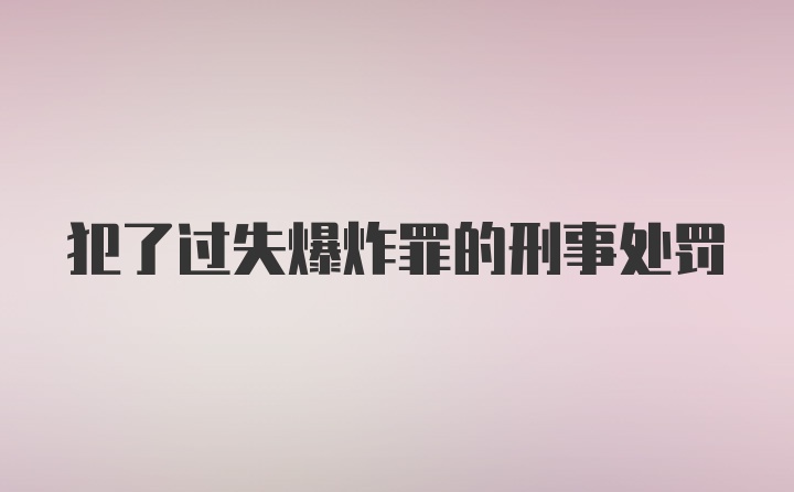 犯了过失爆炸罪的刑事处罚