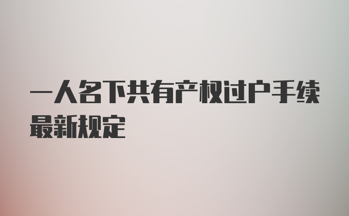 一人名下共有产权过户手续最新规定