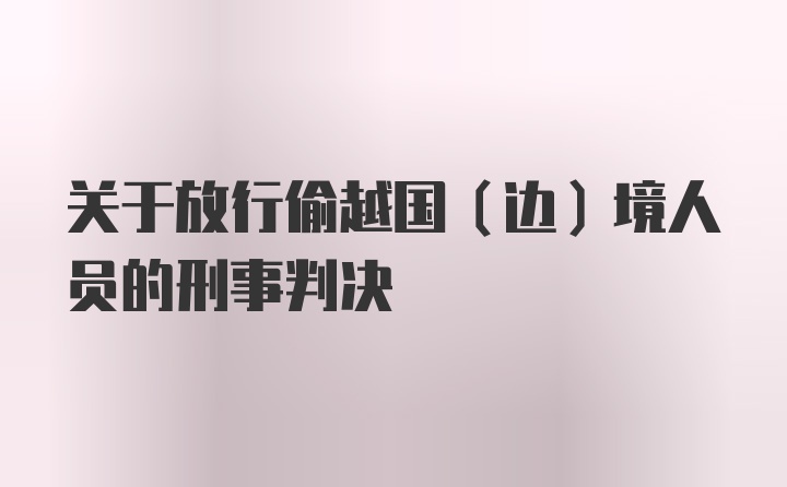 关于放行偷越国（边）境人员的刑事判决