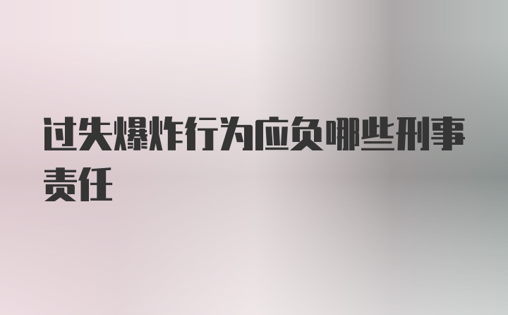 过失爆炸行为应负哪些刑事责任