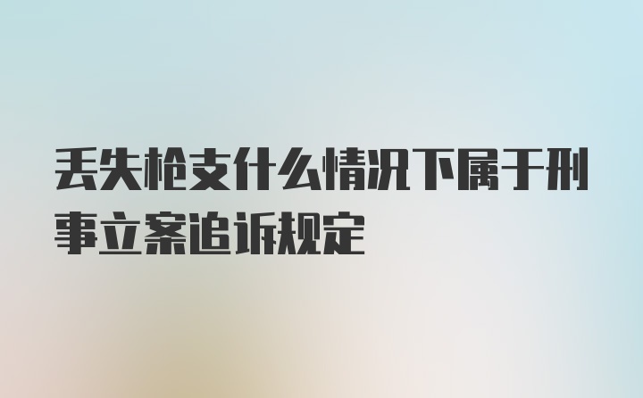 丢失枪支什么情况下属于刑事立案追诉规定