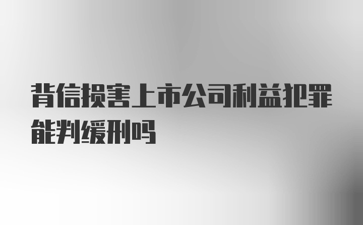 背信损害上市公司利益犯罪能判缓刑吗