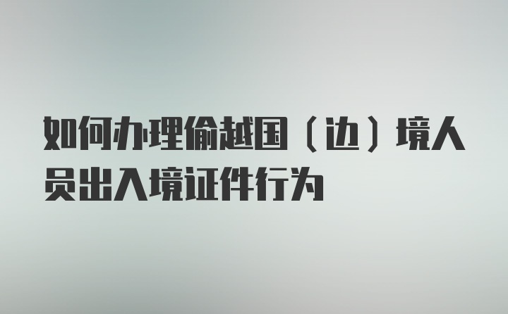 如何办理偷越国（边）境人员出入境证件行为