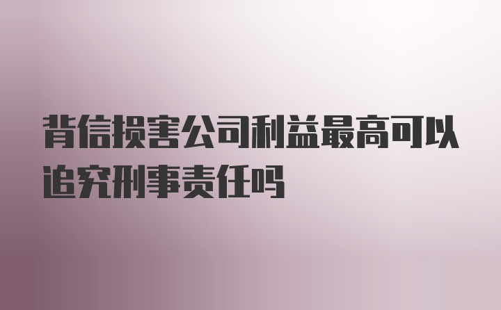 背信损害公司利益最高可以追究刑事责任吗