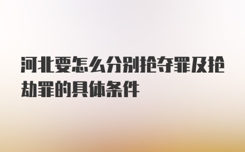 河北要怎么分别抢夺罪及抢劫罪的具体条件