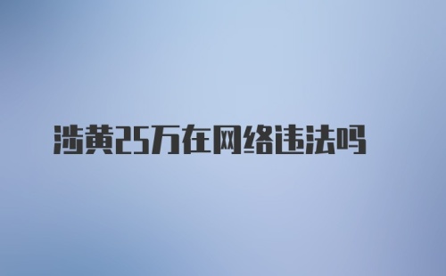 涉黄25万在网络违法吗