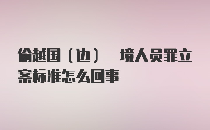 偷越国(边) 境人员罪立案标准怎么回事