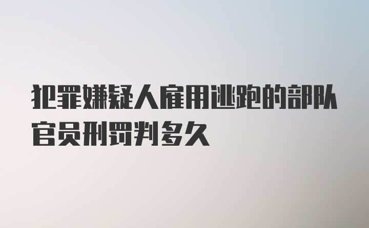 犯罪嫌疑人雇用逃跑的部队官员刑罚判多久