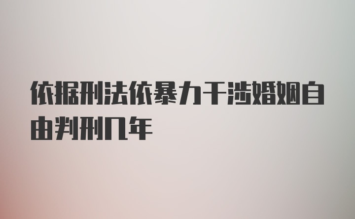 依据刑法依暴力干涉婚姻自由判刑几年