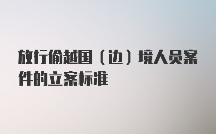 放行偷越国（边）境人员案件的立案标准