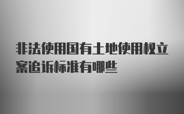 非法使用国有土地使用权立案追诉标准有哪些