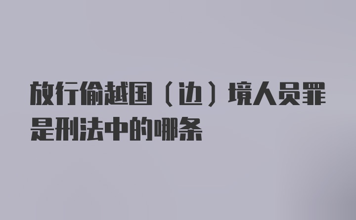 放行偷越国（边）境人员罪是刑法中的哪条