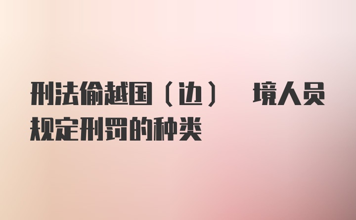 刑法偷越国(边) 境人员规定刑罚的种类