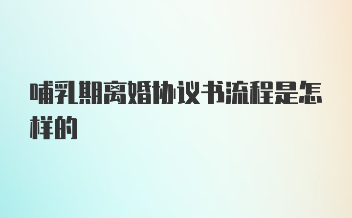 哺乳期离婚协议书流程是怎样的